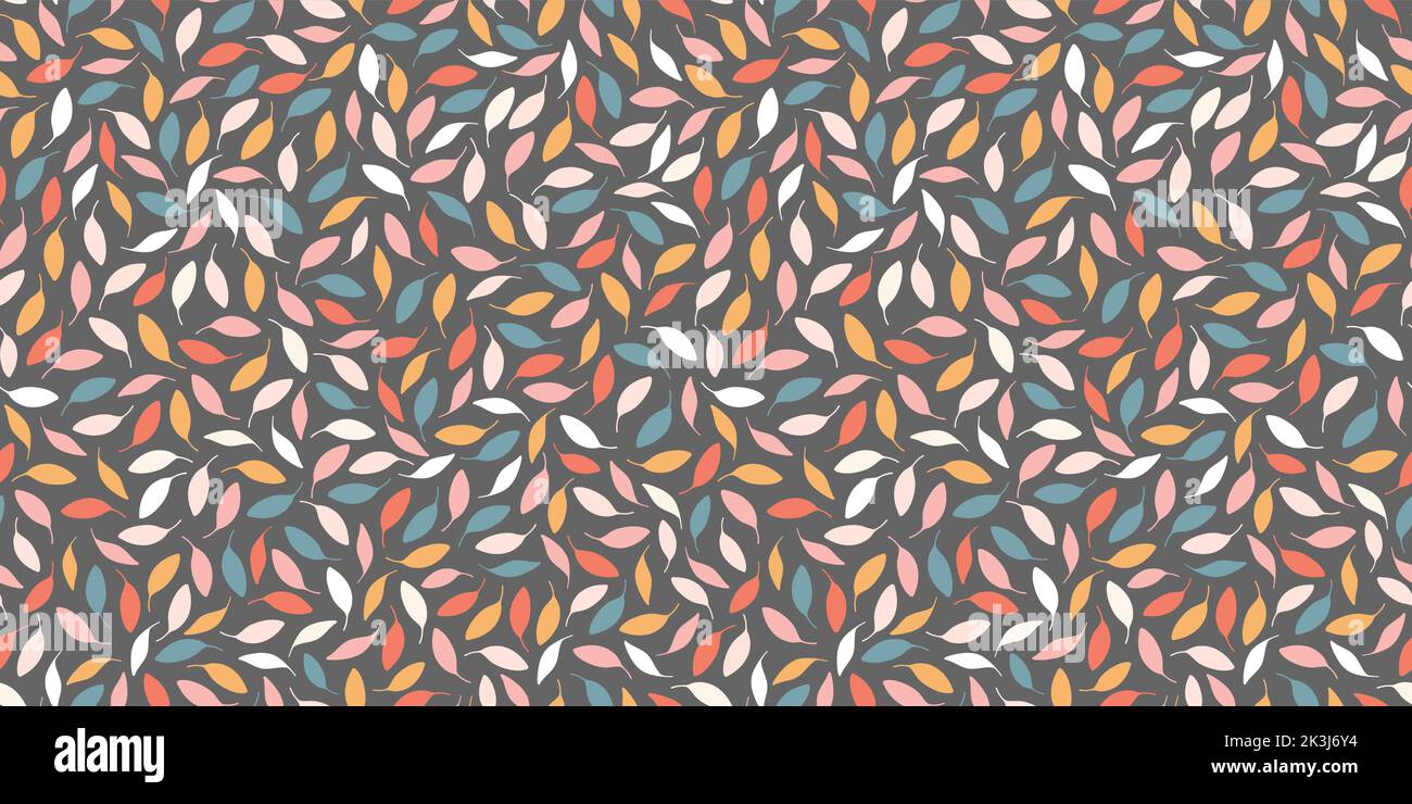 Fall leaf pattern background. Vector seamless repeat border of tossed
