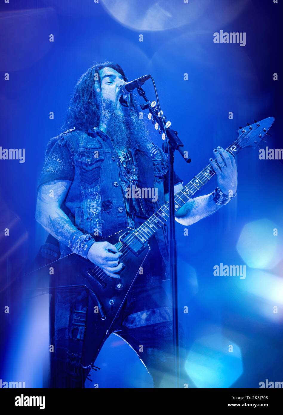 Copenhagen, Denmark. 26th Sep, 2022. The American heavy metal band Machine Head performs a live concert at Forum Black Box in Frederiksberg, Copenhagen. Here vocalist and guitarist Robb Flynn is seen live on stage. (Photo Credit: Gonzales Photo/Alamy Live News Stock Photo