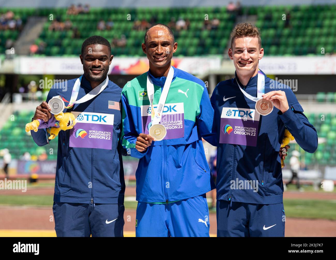 Rai Benjamin (Silver USA), Alison Dos Santos (Gold Brazil) and Trevor