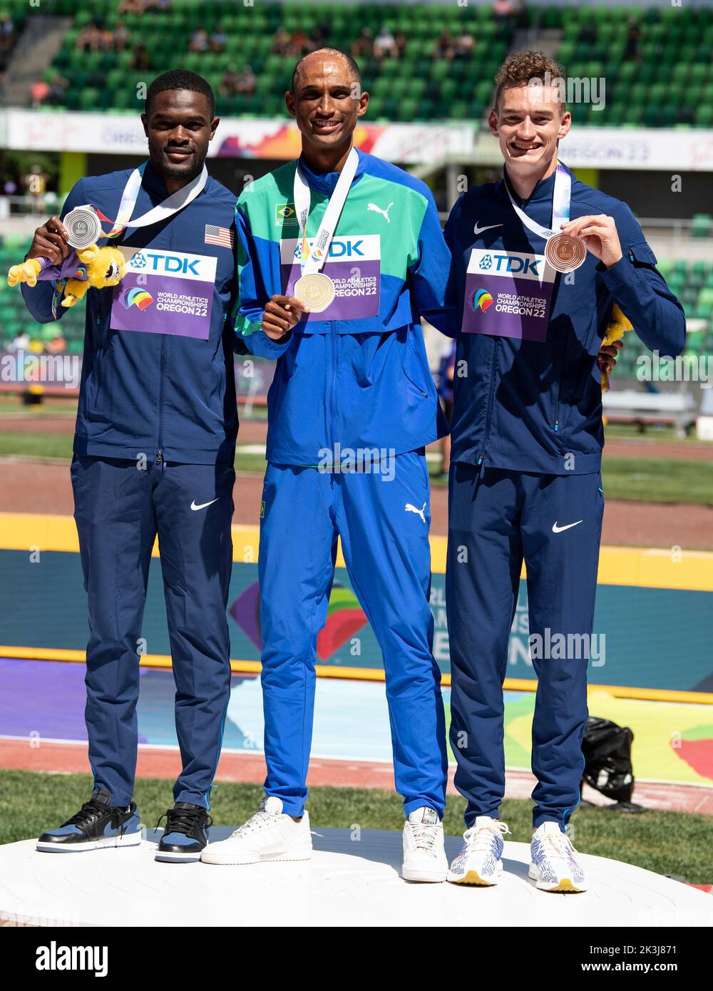 Rai Benjamin (Silver USA), Alison Dos Santos (Gold Brazil) and Trevor