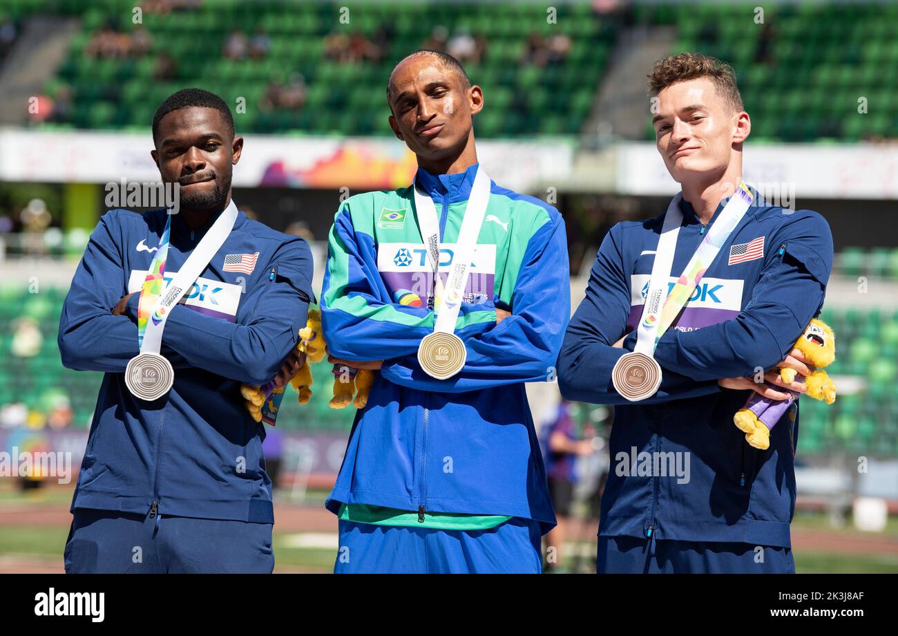 Rai Benjamin (Silver USA), Alison Dos Santos (Gold Brazil) and Trevor