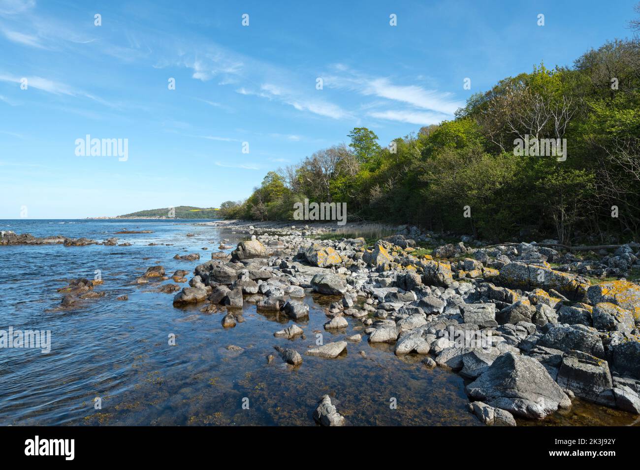 stone strands (Salene bay)coastline Bornholm near Gudhjem, Denmark Stock Photo