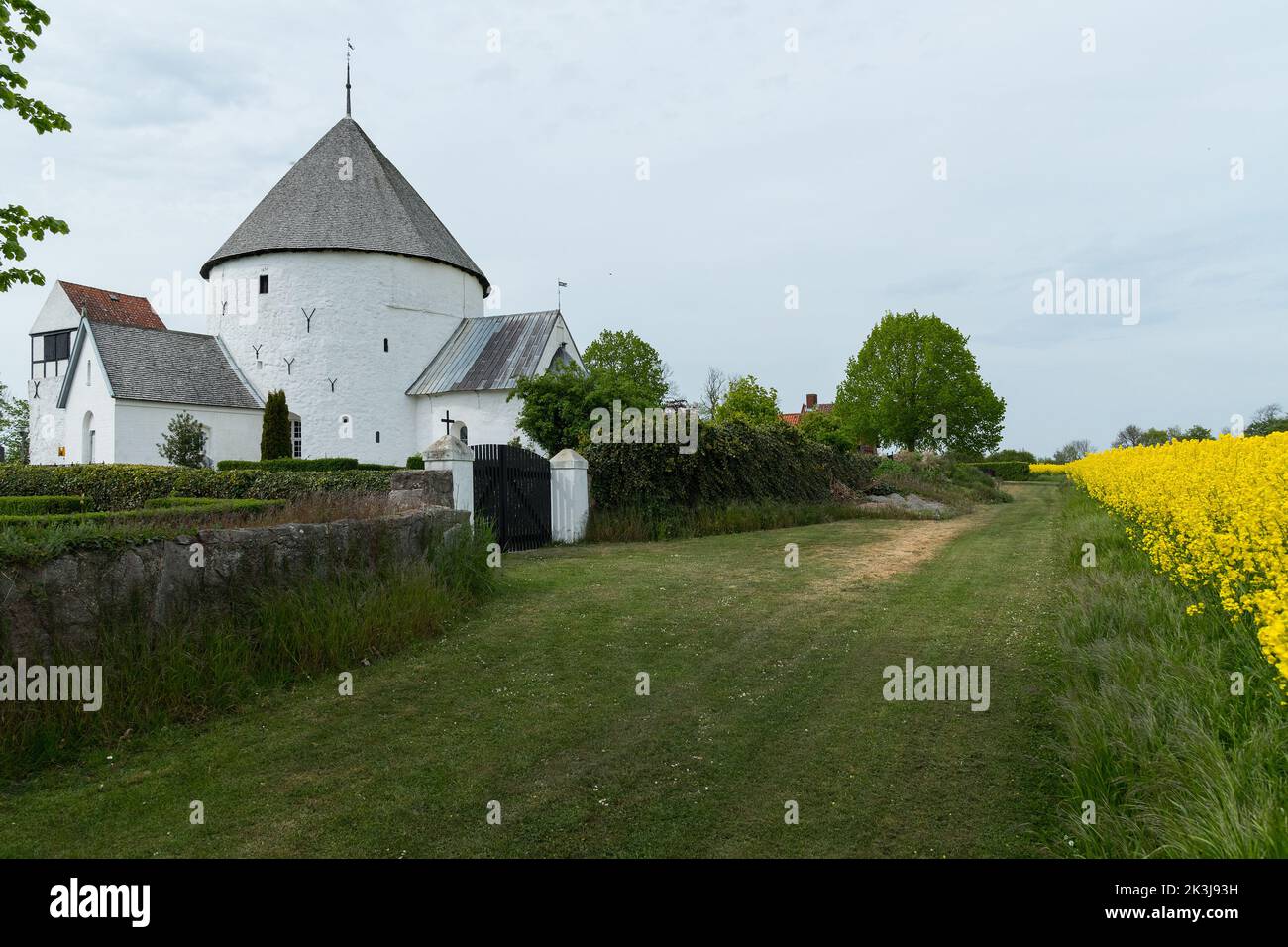 Nylars round church, Bornholm, Denmark Stock Photo