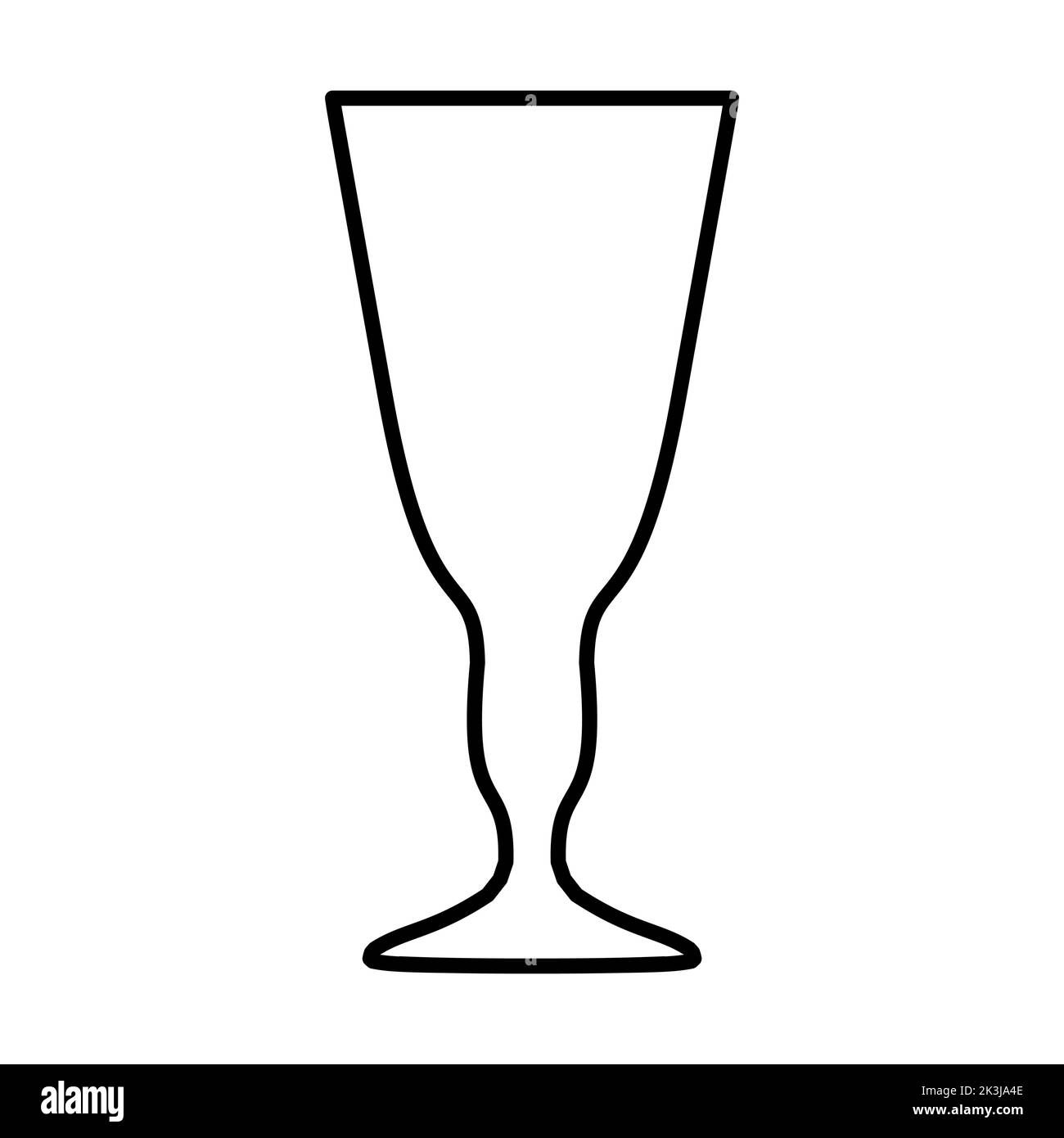 Empty drink cup Line Vector illustration. Simple pictogram glassware for kitchen and thin goblet symbol. Outline glass cup isolated on white. Sketch o Stock Vector