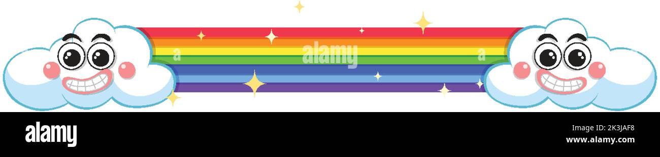 Rainbow with clouds in cartoon style illustration Stock Vector Image ...