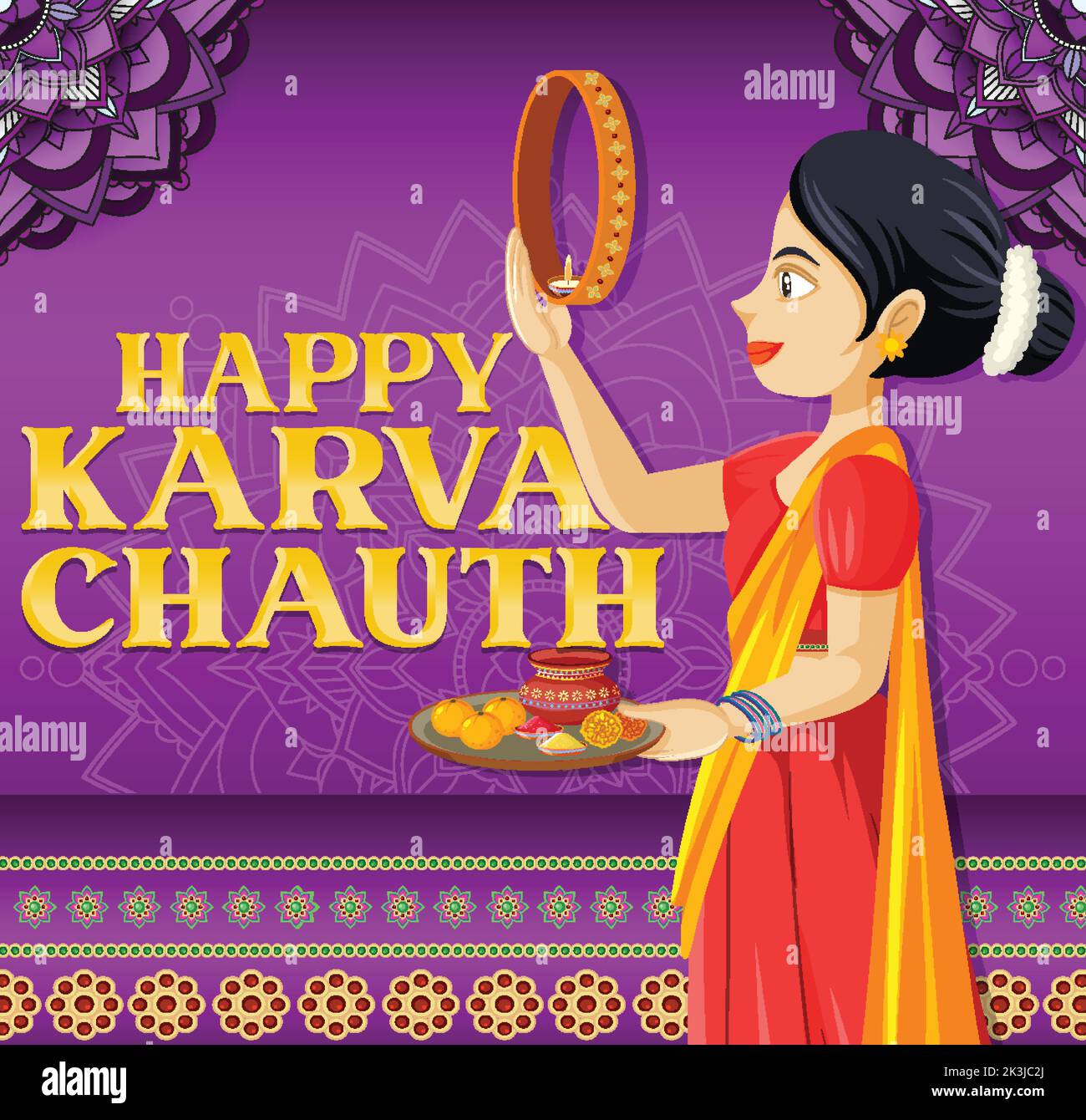 Happy Karva Chauth Poster Design illustration Stock Vector Image &amp; Art ...