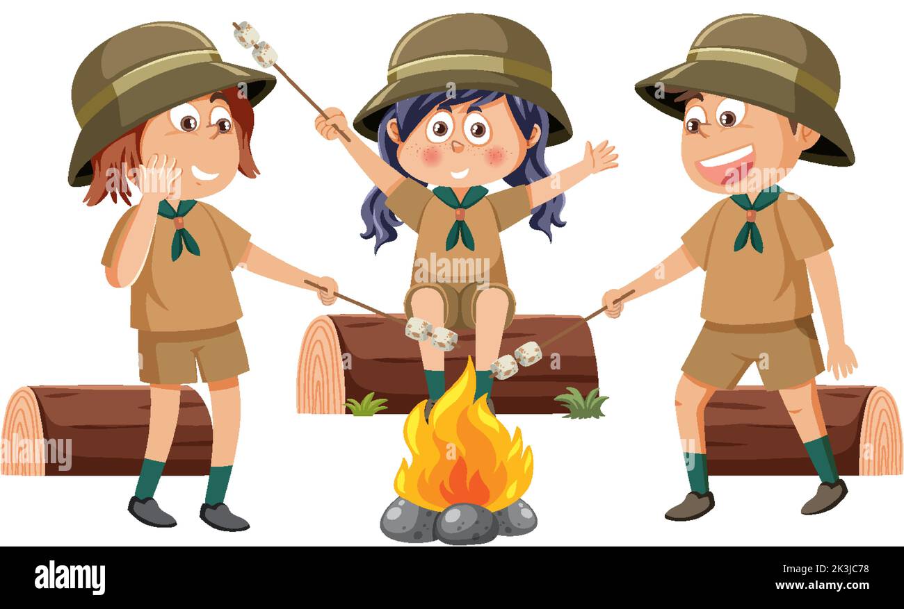 Children in camping outfit illustration Stock Vector Image & Art - Alamy