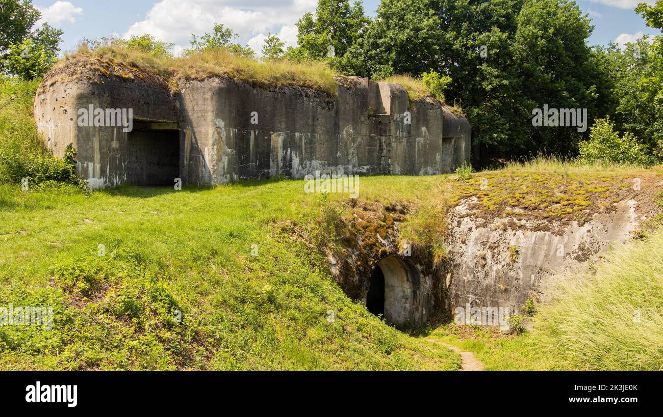 Protective fortifications casemates made during the war. bomb shelters, underground room Stock Photo
