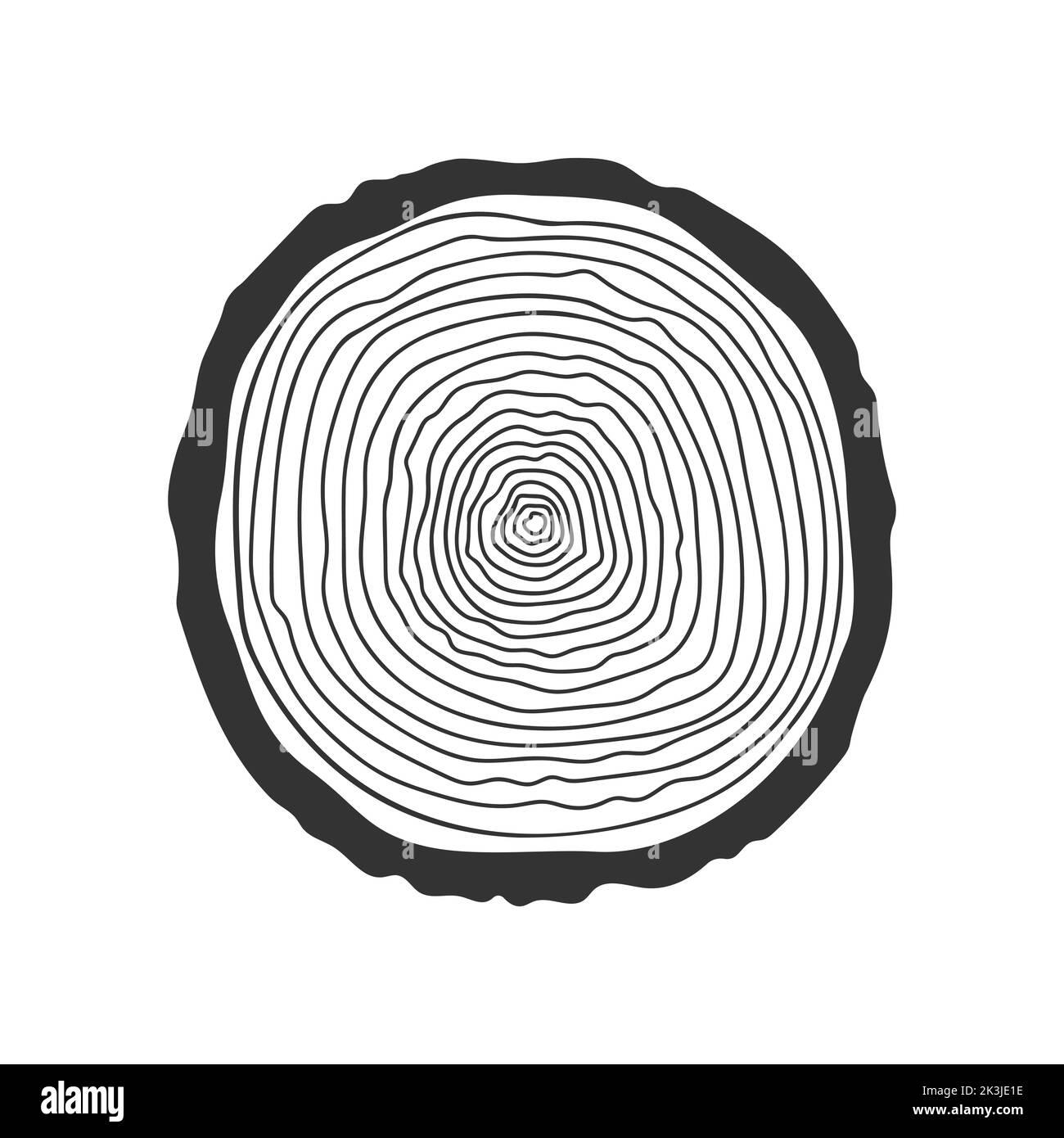Tree rings icon. Hand drawn trunk cross section. Dendrochronology ...