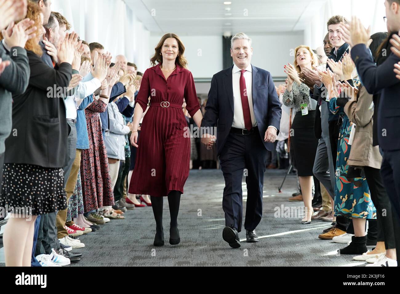 Party leader Sir Keir Starmer arriving with his wife Victoria to deliver his keynote speech at the Labour Party Conference at the ACC Liverpool. Picture date: Tuesday September 27, 2022. Stock Photo