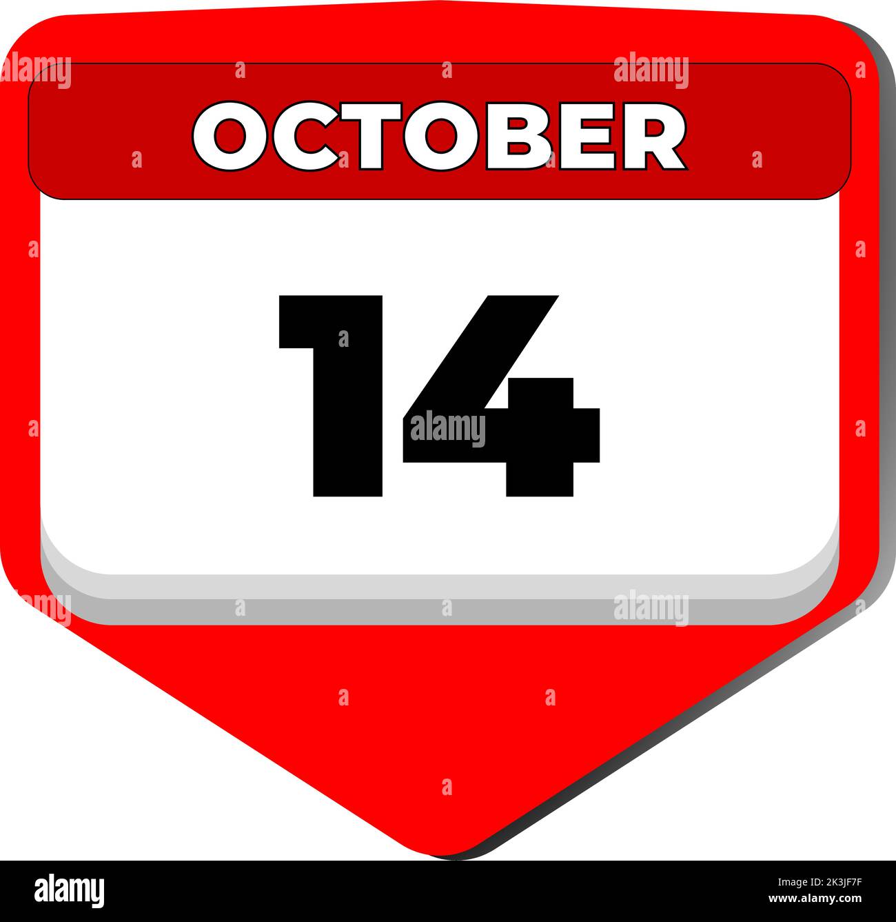 14 October vector icon calendar day. 14 date of October. Fourteenth day of October. 14th date number. 14 day calendar. Fourteen date. Pakistan Stock Vector
