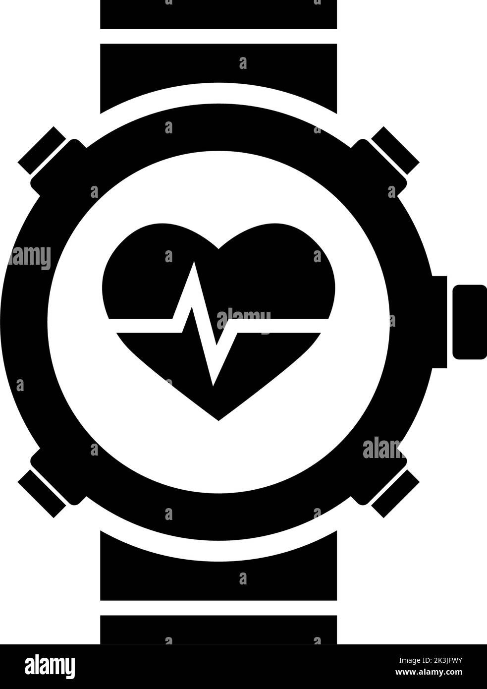 Fitness Tracker Smart Watch with Heart Rate. Flat Vector Icon ...