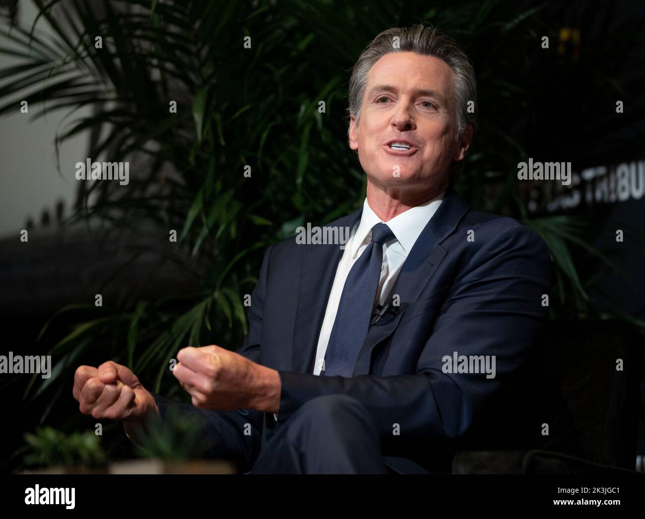 Austin Texas USA, September 24, 2022: California Democratic governor GAVIN NEWSOM speaks about the state of U.S. politics during an interview session at the annual Texas Tribune Festival in downtown Austin. Newsom, a former mayor of San Francisco, is mentioned as a possible 2024 U.S. presidential candidate. Stock Photo