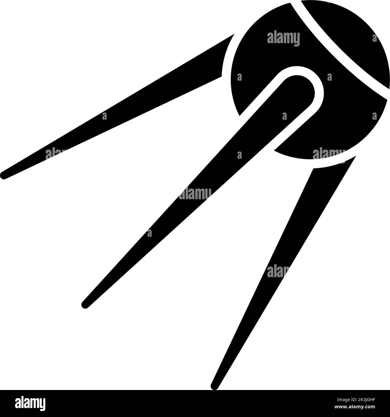 Old Satellite, Telecommunication Space Antenna. Flat Vector Icon illustration. Simple black symbol on white background. Old Satellite, Space Antenna s Stock Vector