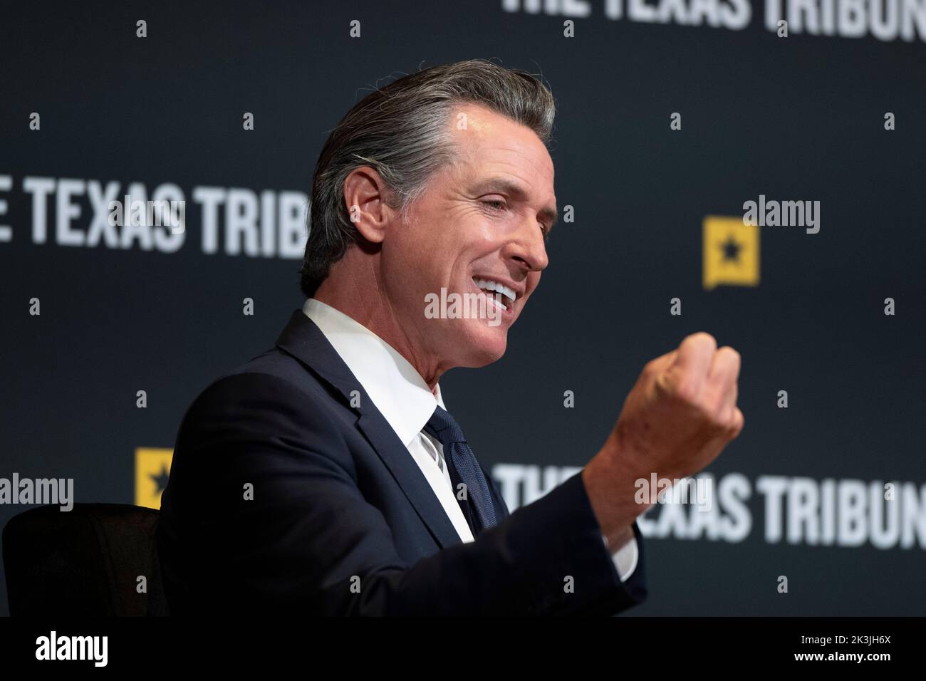 Austin Texas USA, September 24, 2022: California Democratic governor GAVIN NEWSOM speaks about the state of U.S. politics during an interview session at the annual Texas Tribune Festival in downtown Austin. Newsom, a former mayor of San Francisco, is mentioned as a possible 2024 U.S. presidential candidate. Stock Photo