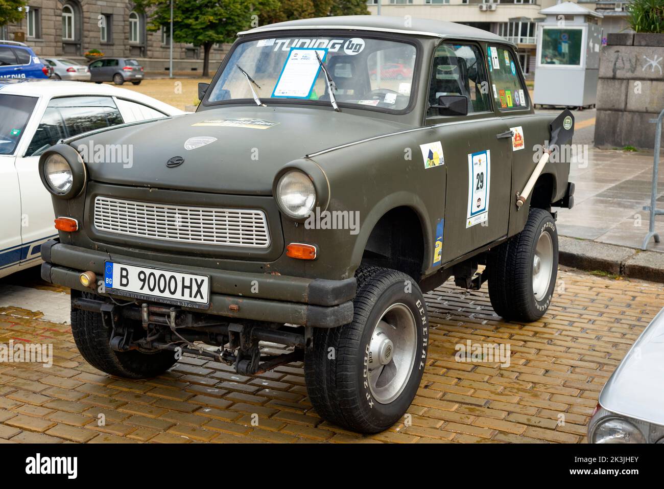 Trabant 601 4X4 German tuning car on display during the classic cars show and parade in Sofia, Bulgaria, Eastern Europe, Balkans, EU Stock Photo