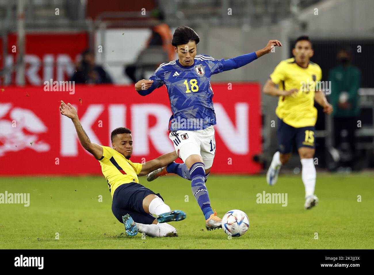 DUSSELDORF - (lr) Byron Castillo of Ecuador, Kaoru Mitoma of Japan ...