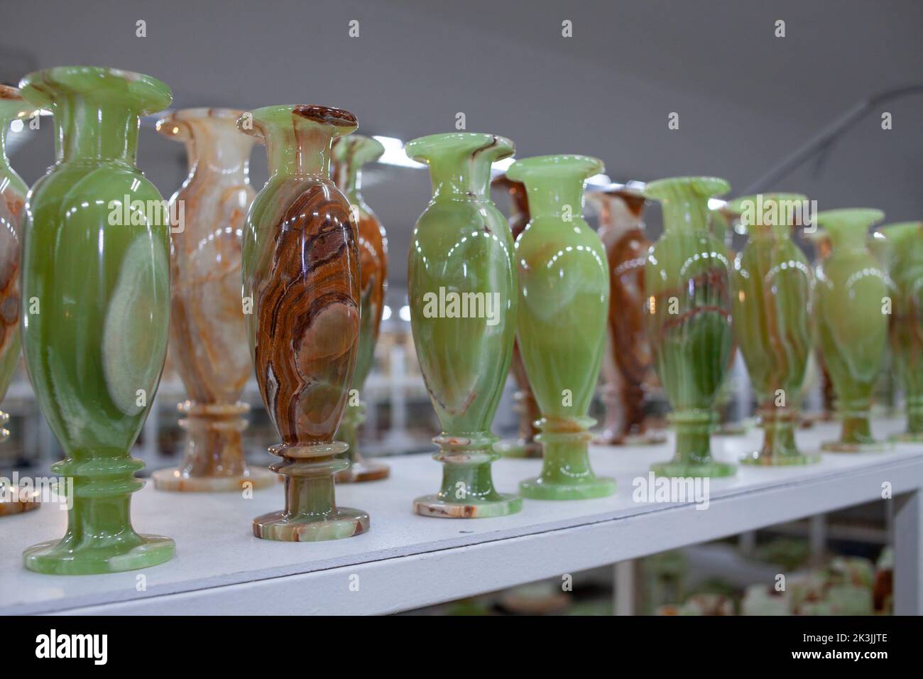Onyx vase for sale in a tourist shop in Turkey. figurines made of onyx in  souvenir store. Denizli, Turkey - September 10,2021 Stock Photo - Alamy