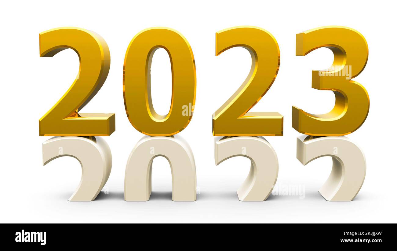 2022-2023 change represents the new year 2023, three-dimensional rendering, 3D illustration Stock Photo