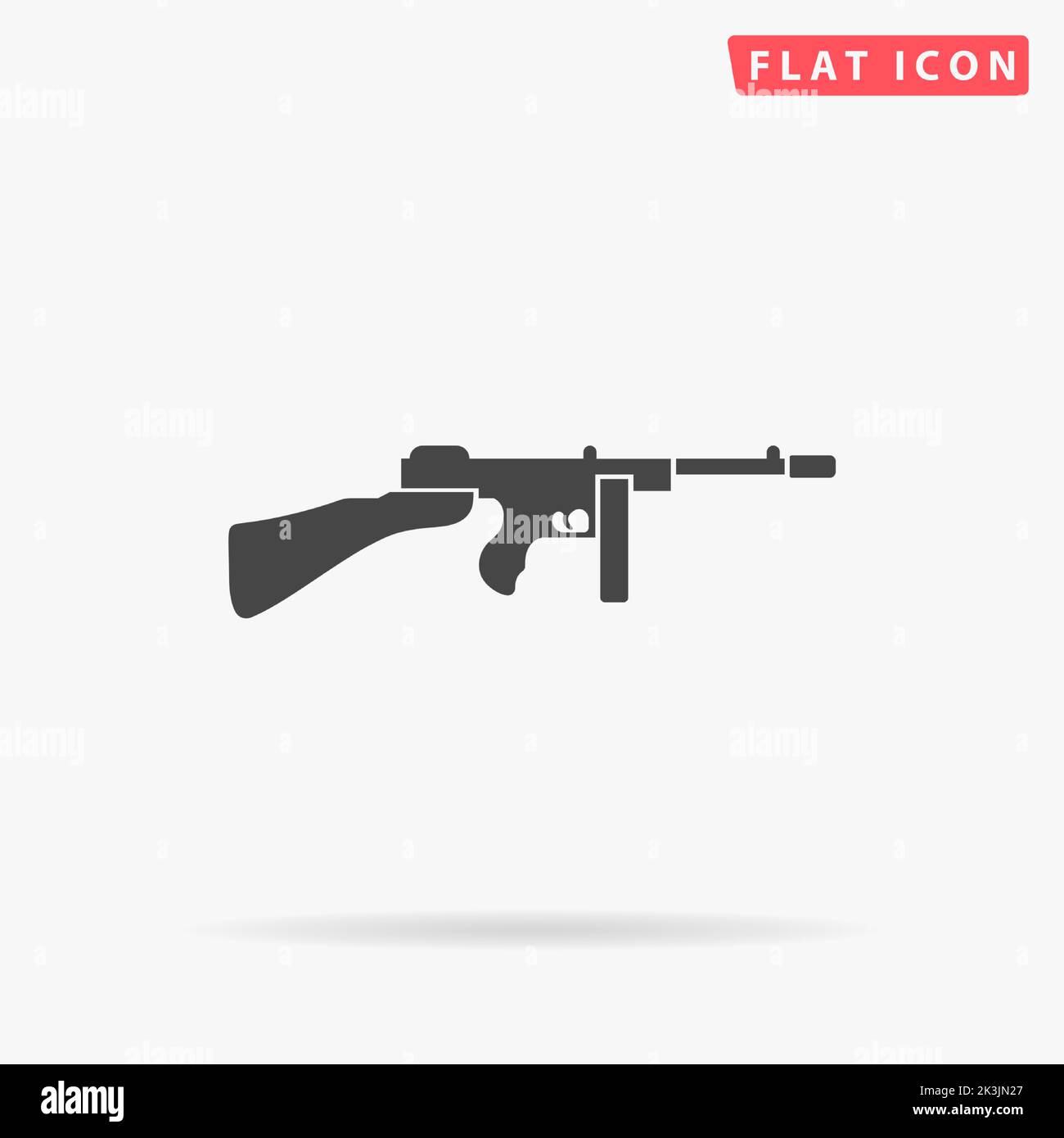 Tommy gun flat vector icon. Hand drawn style design illustrations Stock