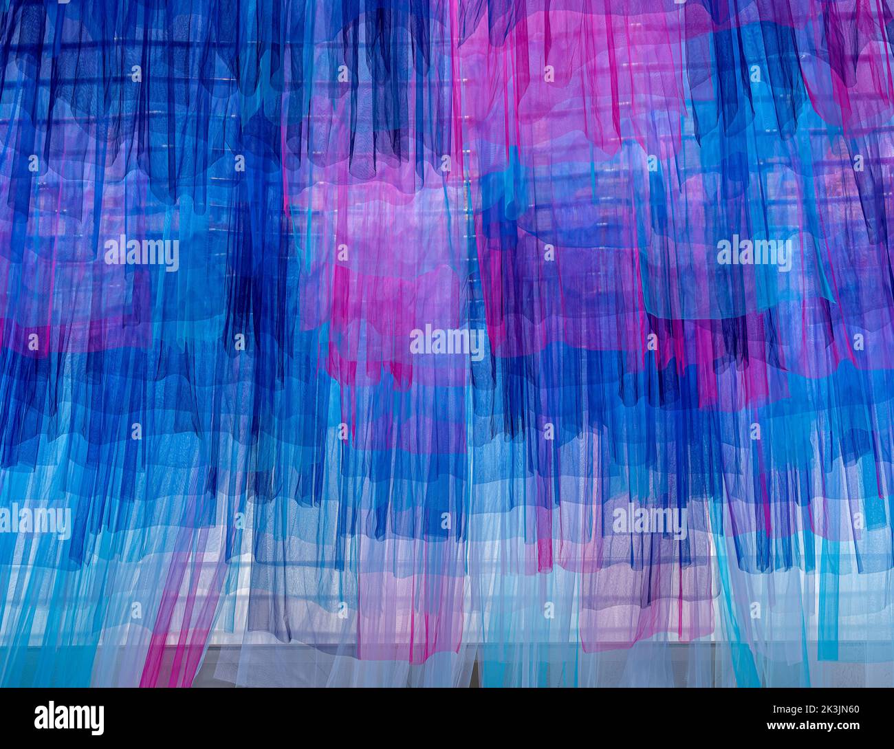 Colorful Silk Curtains At CaixaForum, Cultural Center In The Former