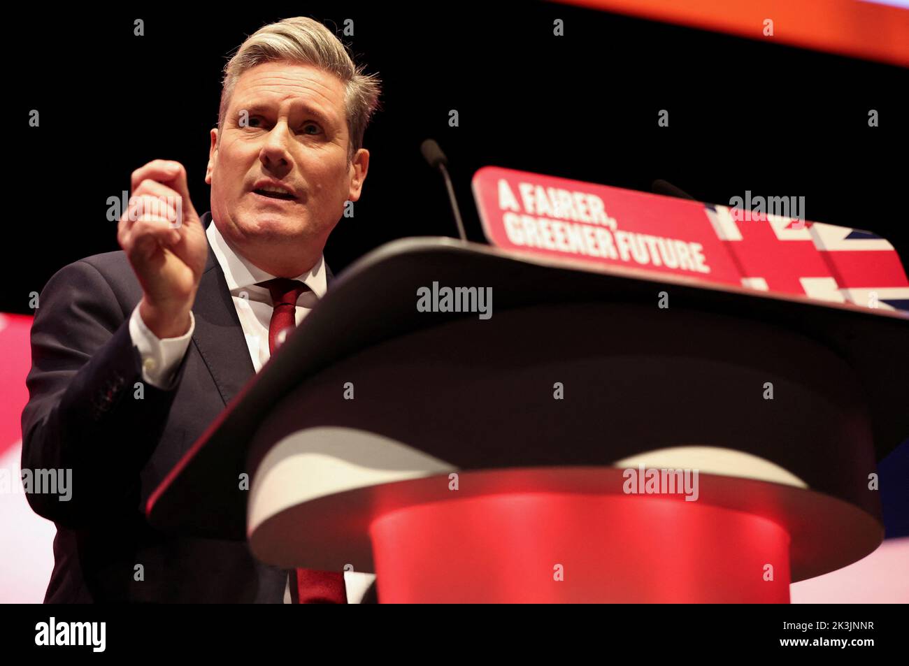 British Labour Party leader Keir Starmer speaks at the Britain's Labour Party annual conference in Liverpool, Britain, September 27, 2022. REUTERS/Phil Noble Stock Photo