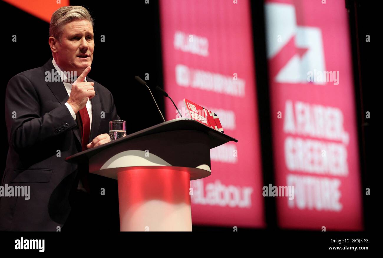 British Labour Party leader Keir Starmer speaks at the Britain's Labour Party annual conference in Liverpool, Britain, September 27, 2022. REUTERS/Phil Noble Stock Photo