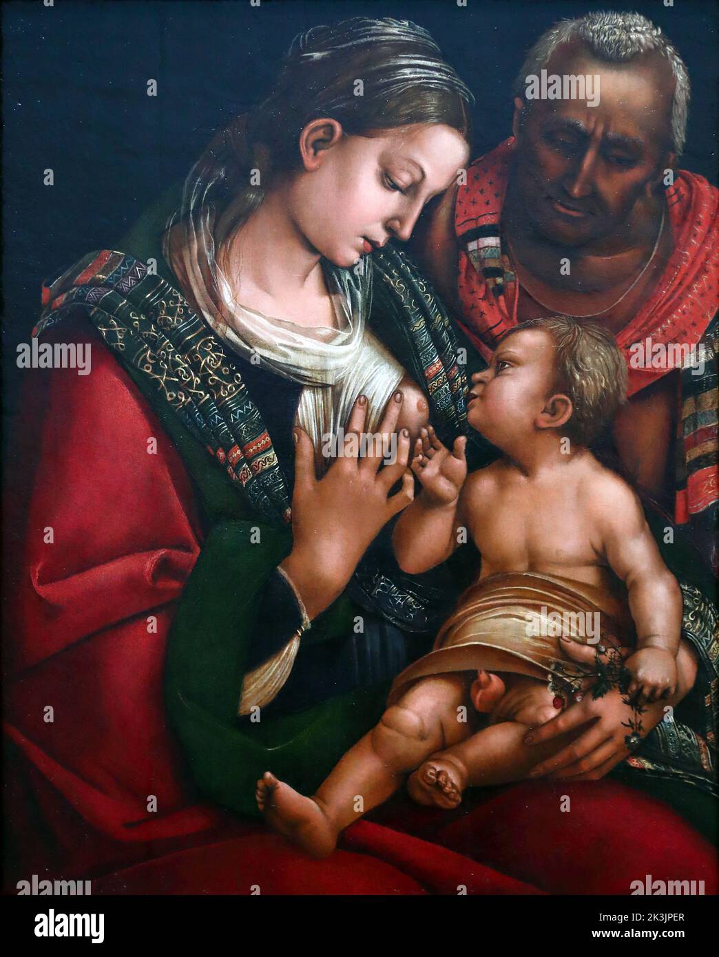 The Holy Family by Italian Renaissance painter Luca Signorellii at the National Gallery, London, UK Stock Photo