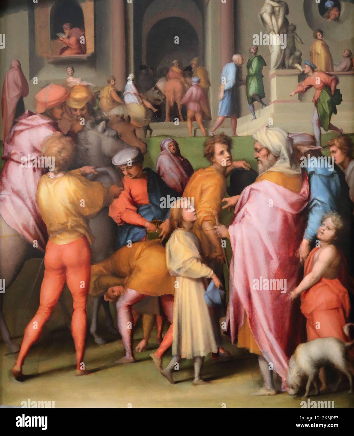 Joseph sold to Potiphar by Italian Renaissance painter Pontormo at the National Gallery, London, UK Stock Photo