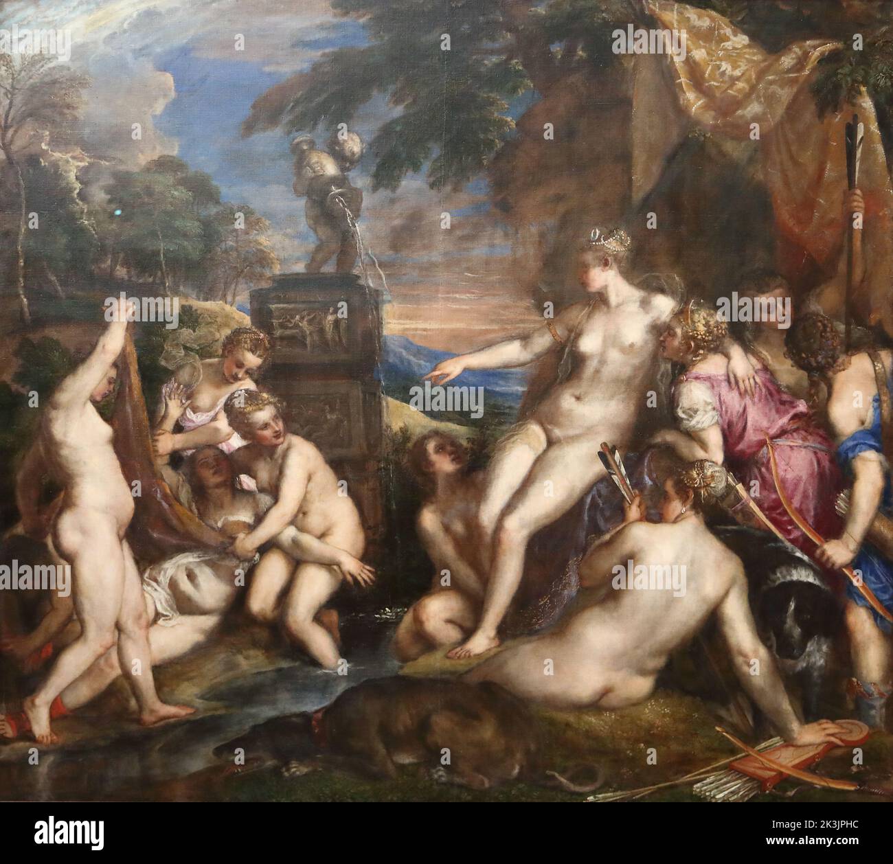 Diana and Callisto by Italian Renaissance painter Titian at the National Gallery, London, UK Stock Photo