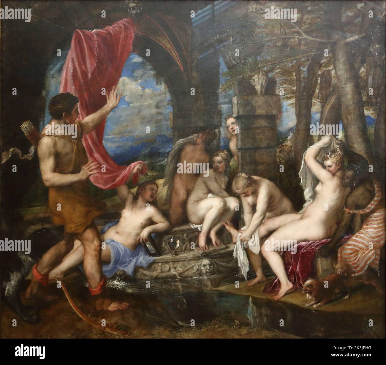 Diana and Actaeon by Italian Renaissance painter Titian at the National Gallery, London, UK Stock Photo