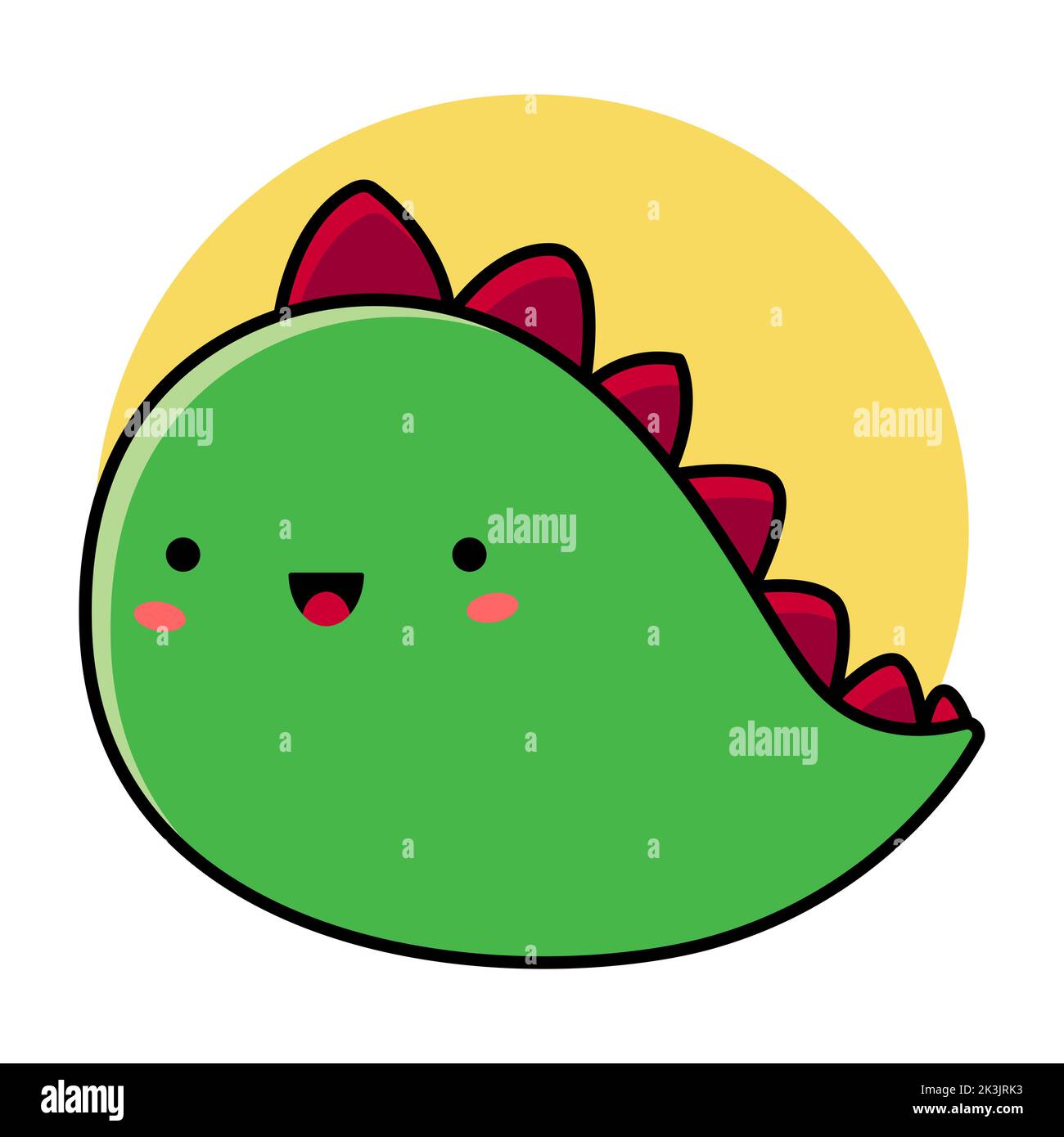 Cute cartoon illustration of a smiling green dinosaur. Vector ...