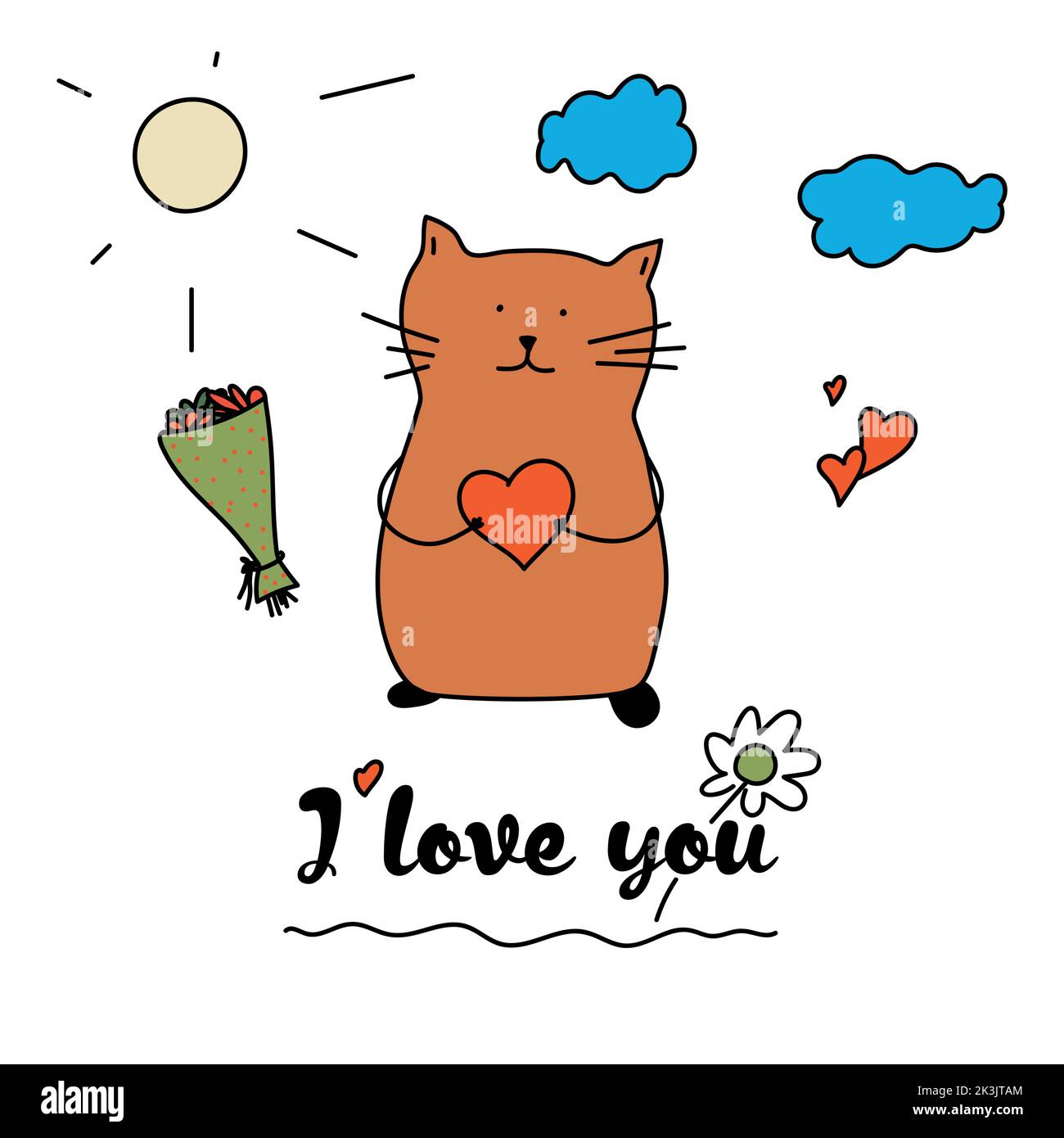 vector greeting card with words I love you Stock Vector