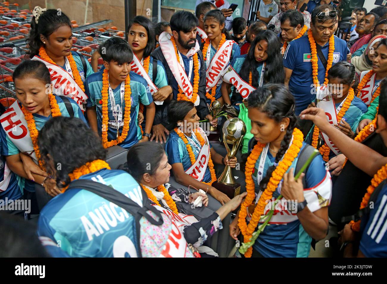 Bangladesh Women Football Team Captain Sabina Khatun (C) along