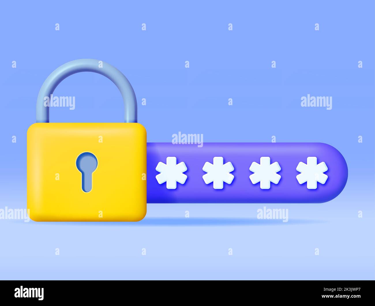 3D Password Field with Padlock Isolated. Stock Vector