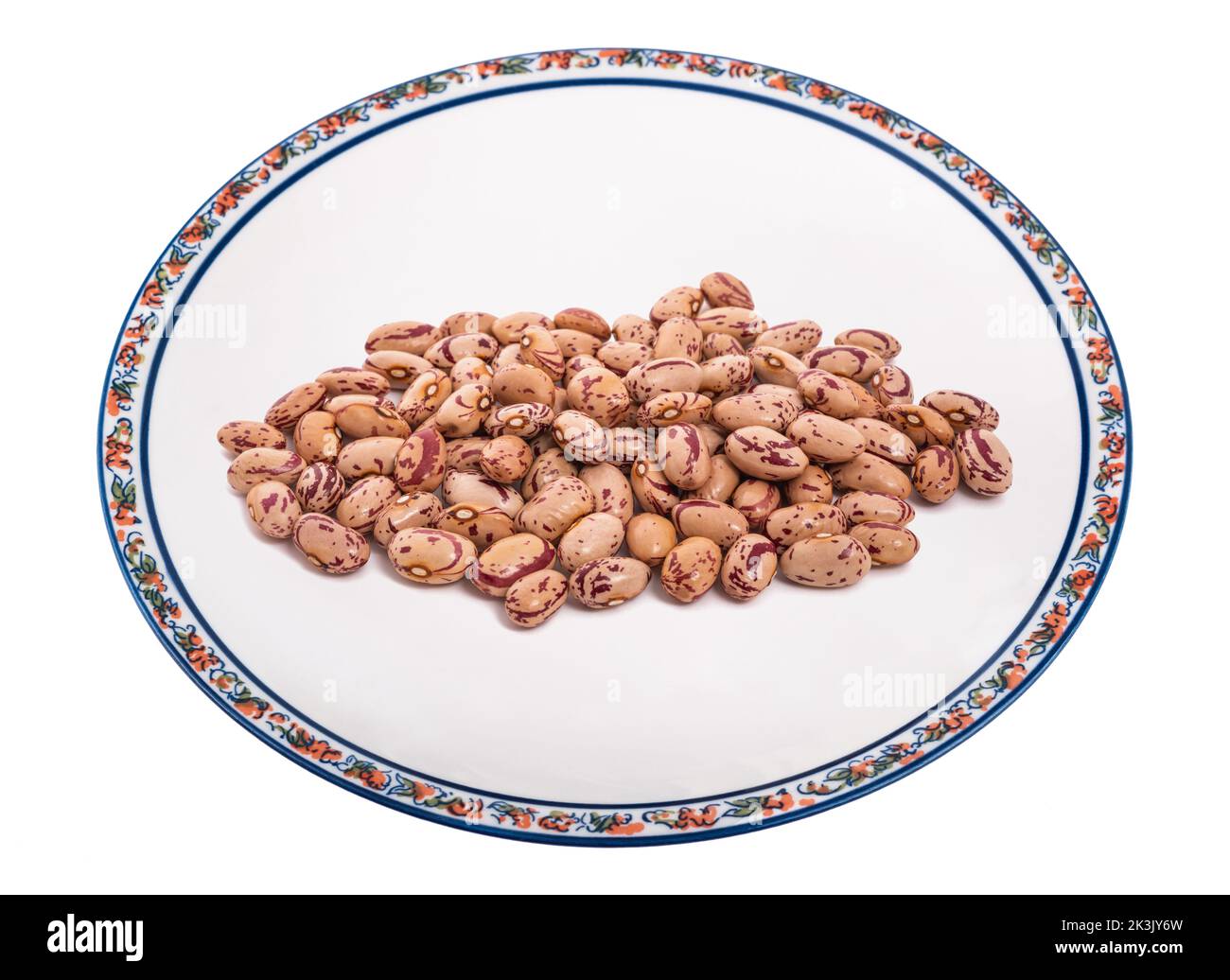 Beans pile in plate isolated on white background Stock Photo