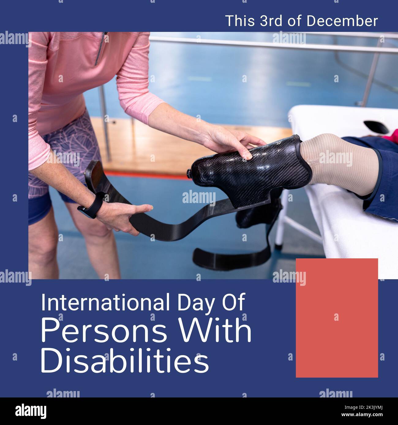 Composition of international day of persons with disabilities text over diverse people exercising Stock Photo