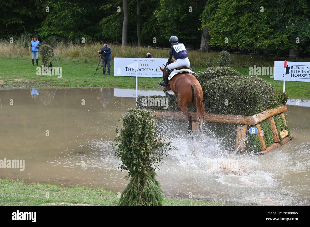Eliza Stoddart on Idonna W, cross country phase of the CCI4*-S compettion, Blenheim Palace International Horse Trials, Blenheim Palace, Woodstock, Oxf Stock Photo