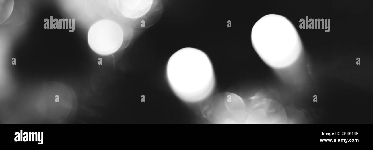 Blurred lights black and white background, banner texture. Abstract ...