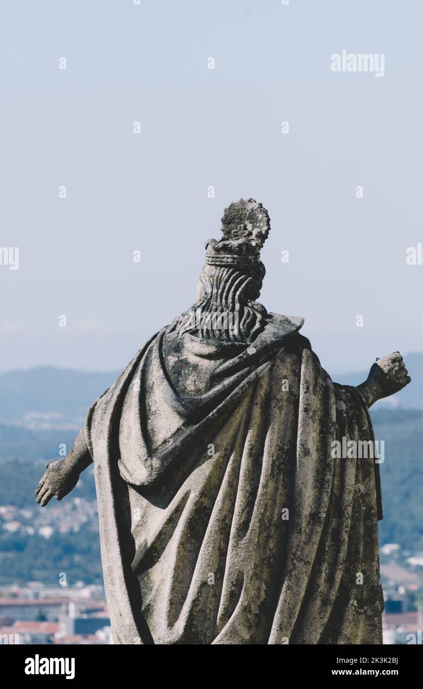 Braga, Portugal - September 25, 2022: Rock carving statues at Bom Jesus do Monte Monastery, Braga, Portugal. Stock Photo