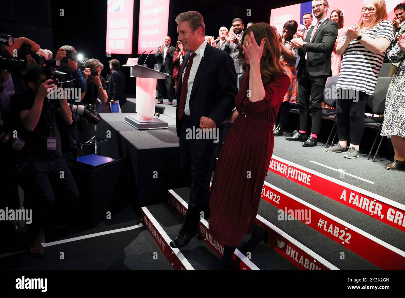 British Labour Party leader Keir Starmer and wife Victoria attend the Britain's Labour Party annual conference in Liverpool, Britain, September 27, 2022. REUTERS/Phil Noble Stock Photo
