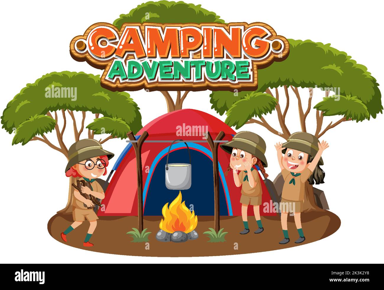 Group of children camping out illustration Stock Vector Image & Art - Alamy