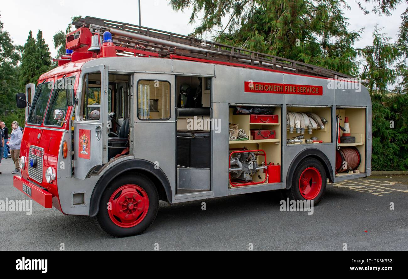 a vintage original Bedford fore engine bought for Aberdyfi fire station back in 1968 is back on the road and having some restoration to it. Stock Photo