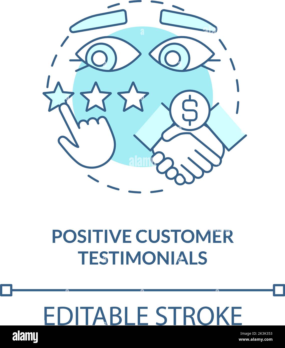 Positive customer testimonials turquoise concept icon Stock Vector