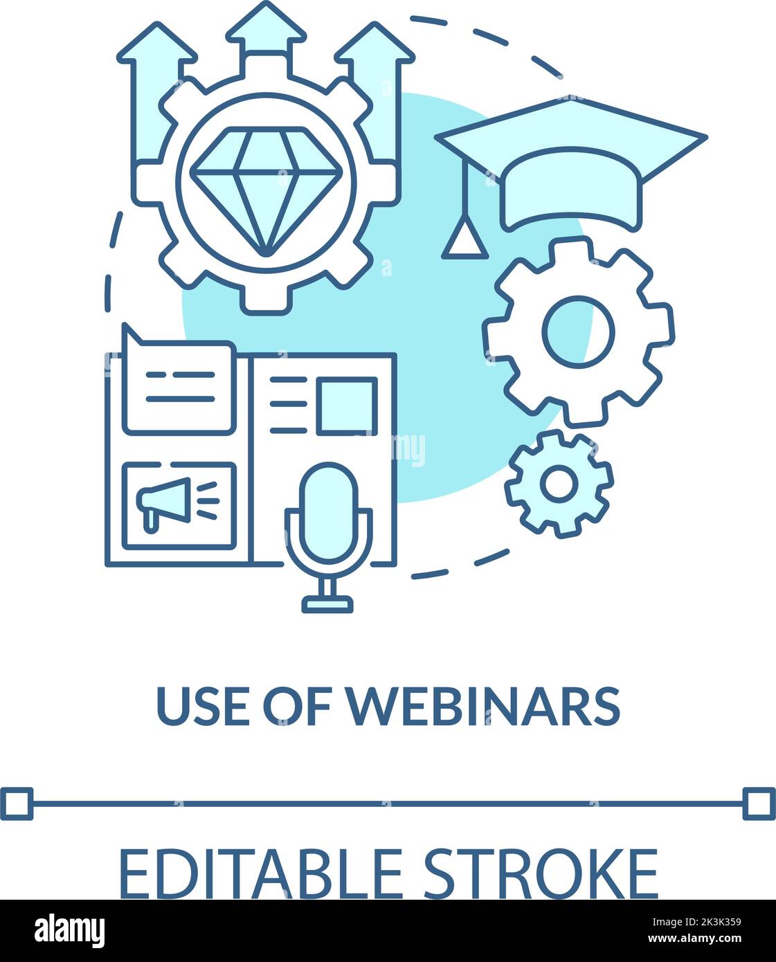 Use of webinars turquoise concept icon Stock Vector