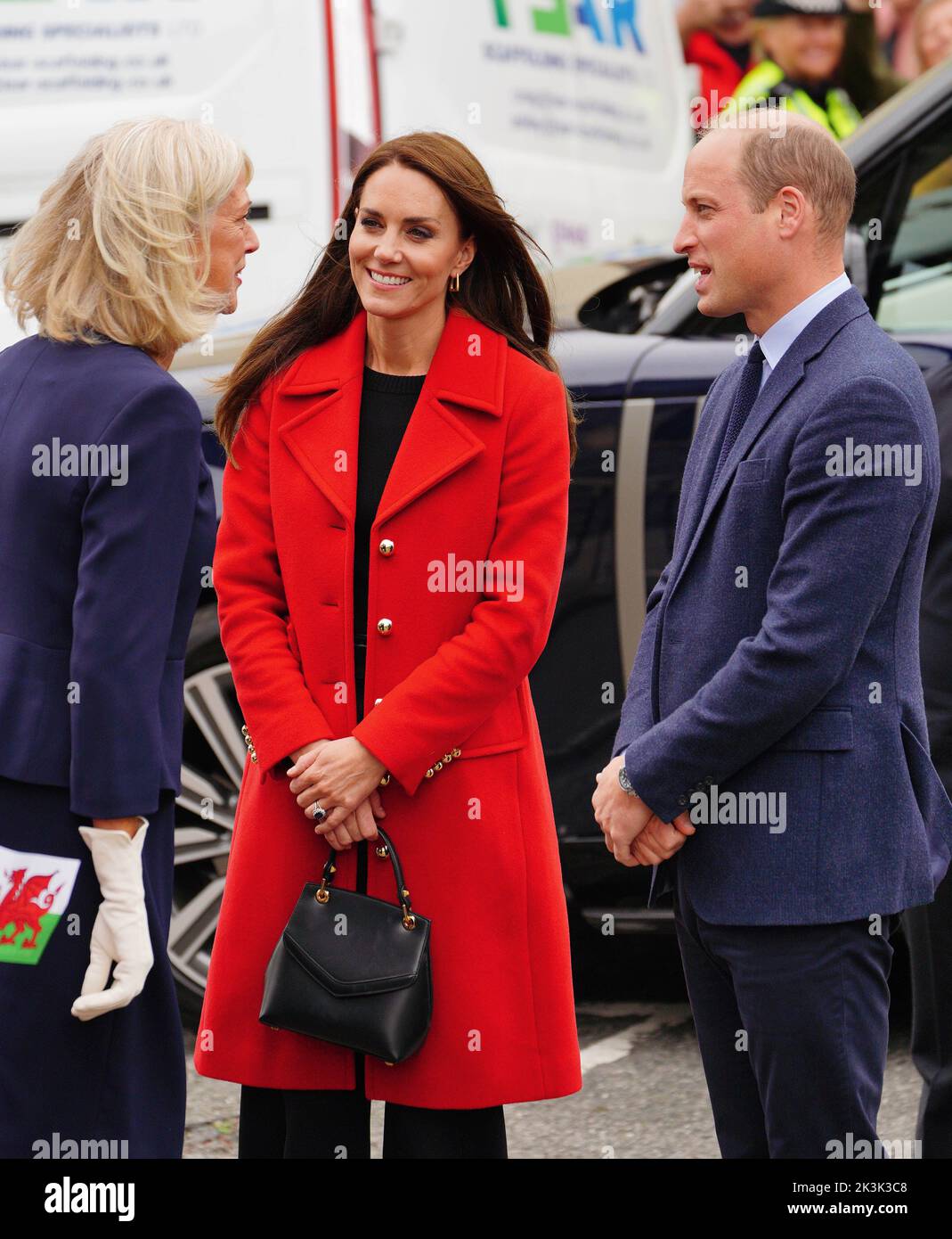 The Prince and Princess of Wales arrive for a visit to St Thomas Church, in Swansea, Wales. Picture date: Tuesday September 27, 2022. Stock Photo