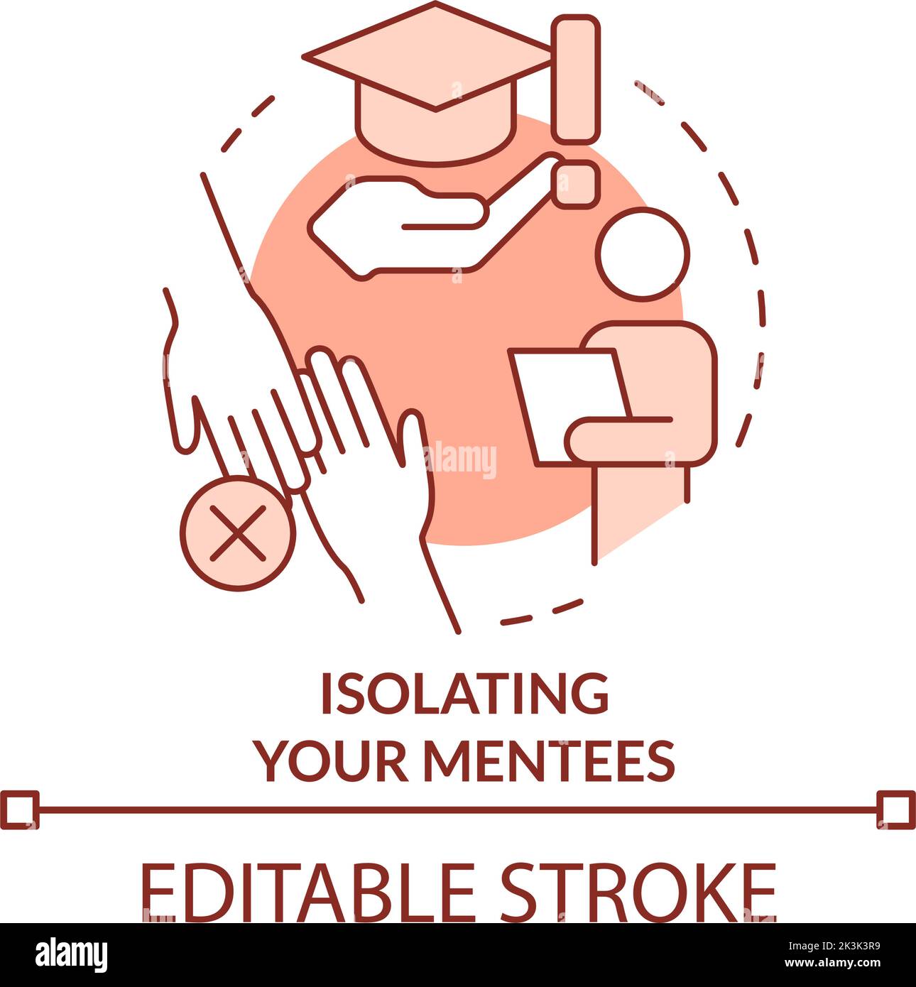 Isolating mentees terracotta concept icon Stock Vector