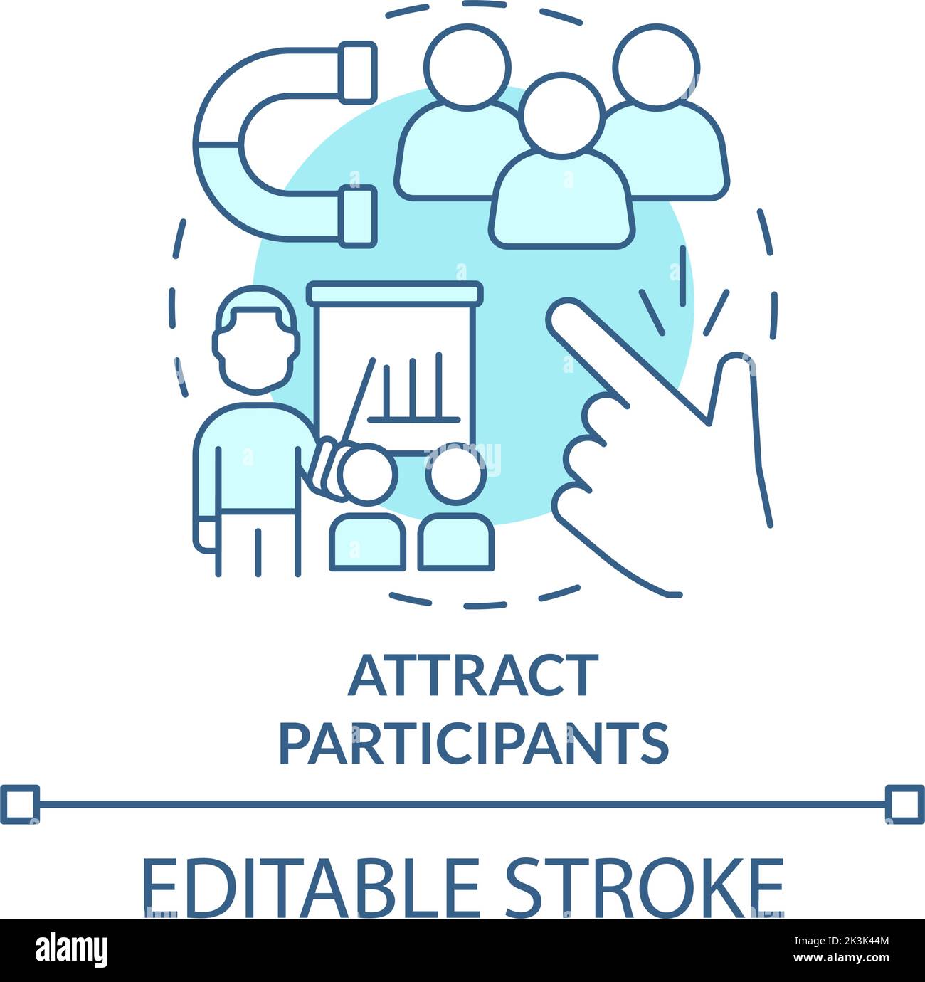 Attract participants turquoise concept icon Stock Vector