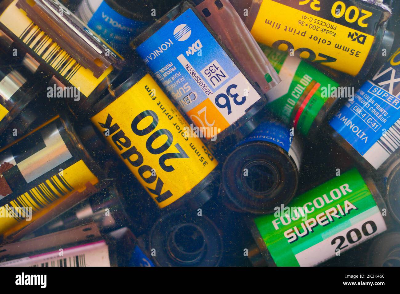 stack of many old 35mm film rolls Stock Photo Alamy