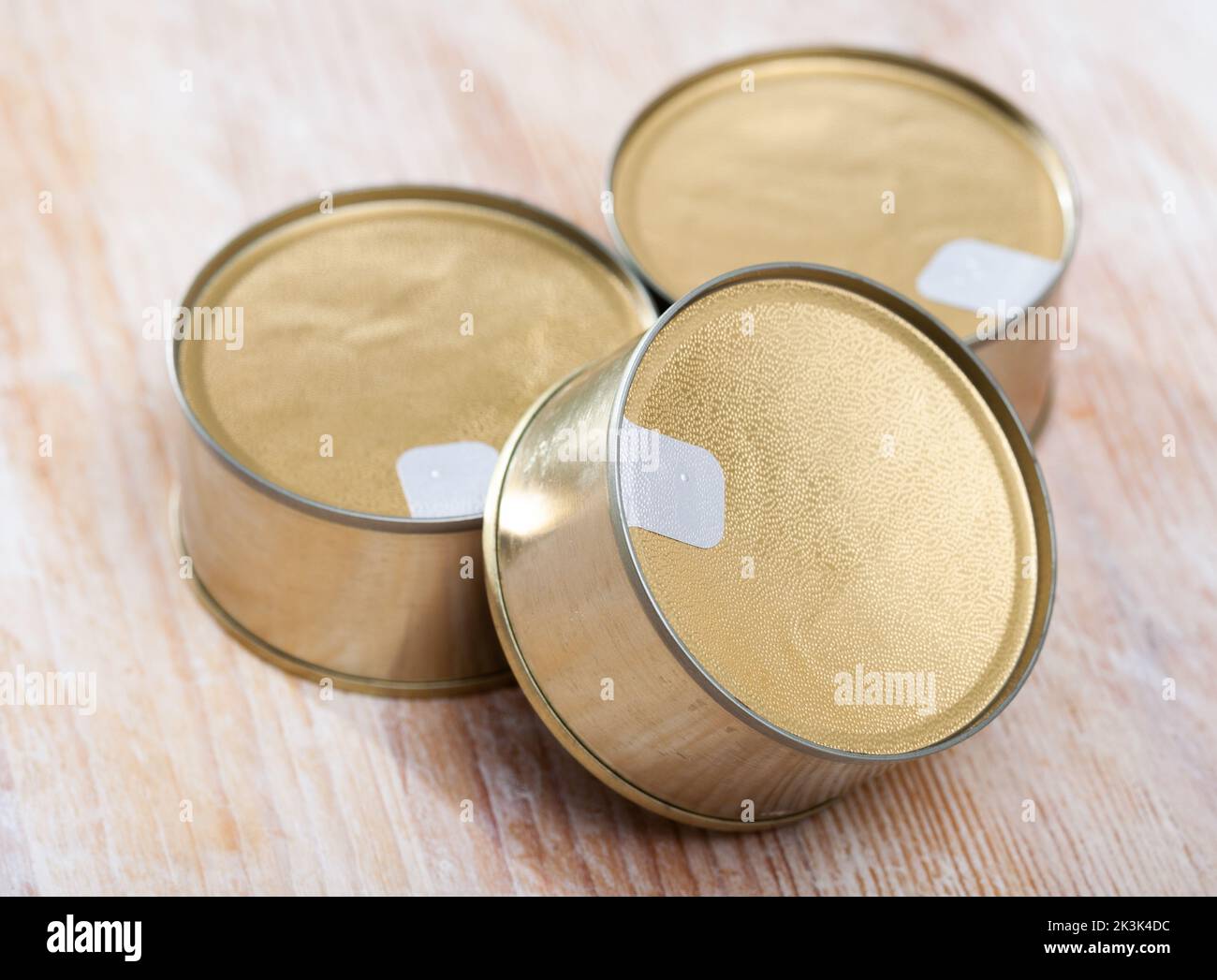 Tin cans with foil lids Stock Photo Alamy